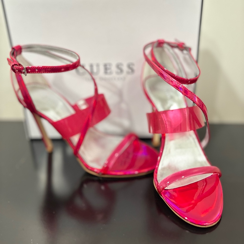 Guess Pink Metallic Heels Strappy Design - Picture 2 of 6